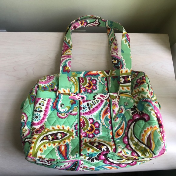 Sale New Vera Bradley Mint Floral Paisley Design Satchel Handbag - Picture 2 of 9